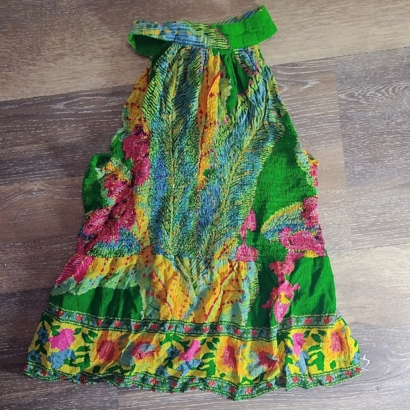 Cynthia Rowley Green and Yellow Camisole with Halter Neck - Picture 4 of 4